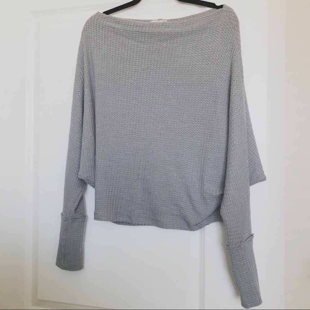 Off the Shoulder Waffle Knit Sweater